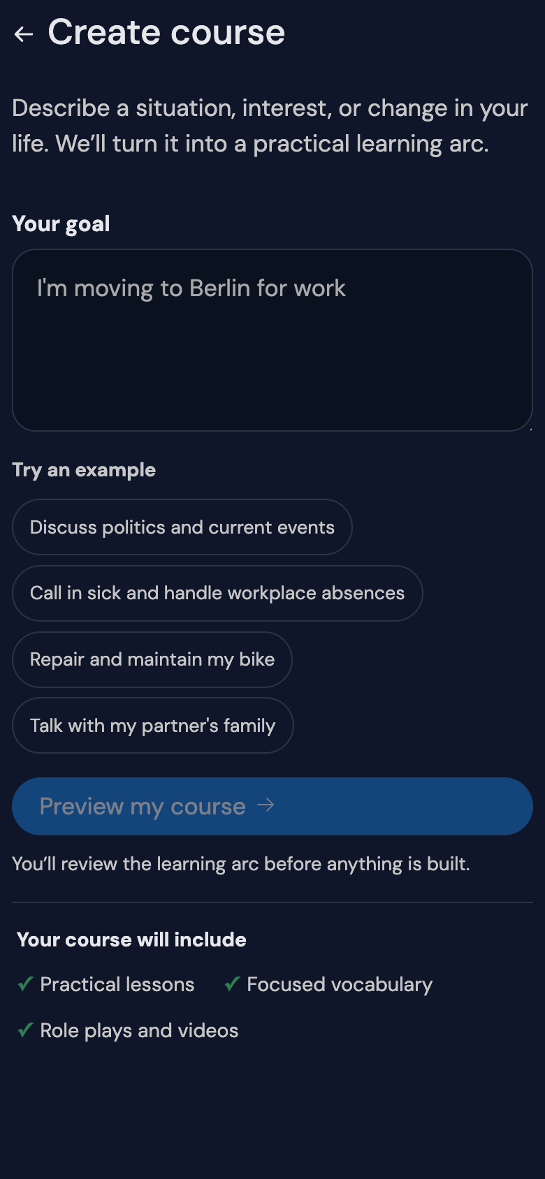 Creating a focused language course in Jetway