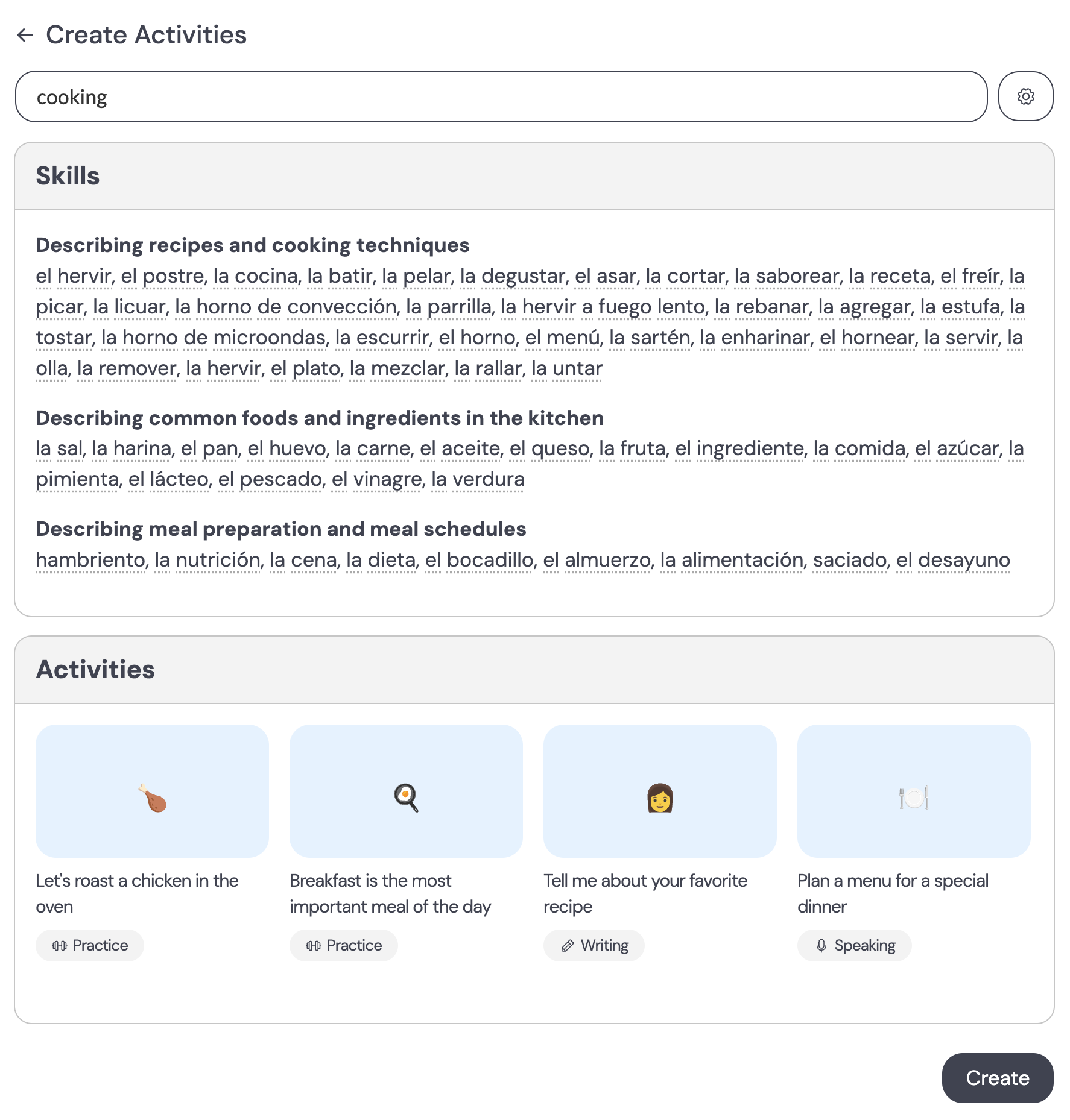 Choosing an outcome for a Jetway learning activity